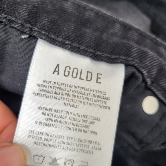 NWOT AGOLDE 90's Shorts - Black frayed hem High Waisted Size 25 - Picture 4 of 6